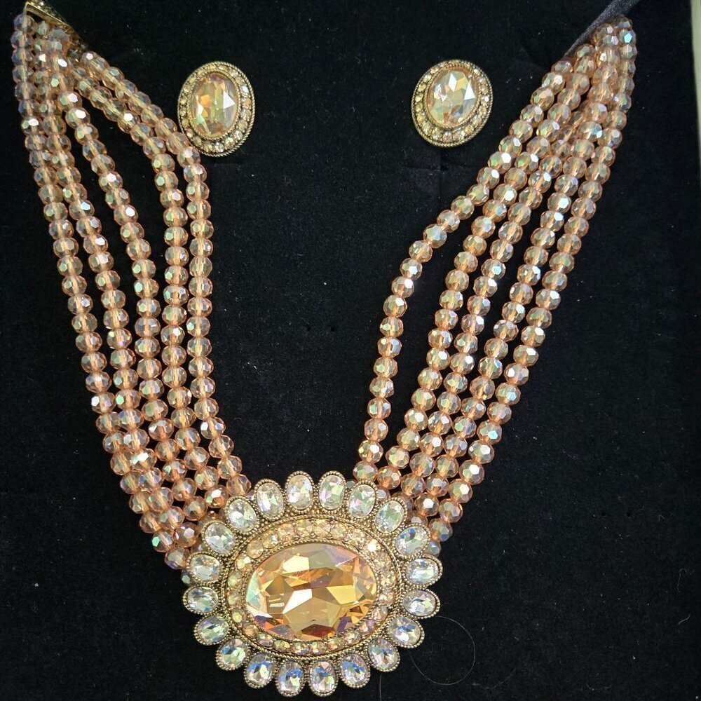Heidi Daus NWOT Vintage Rare Dazzling Delight Crystal Statement Necklace Earring